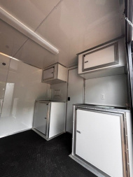 New 2025 8.5X34' BATHROOM RACE TRAILER -BLACKOUT TRIM-ESCAPE DOOR-TRIPLE AXLE-7' INTERIOR HEIGHT-CABINETS Car / Racing Trailer