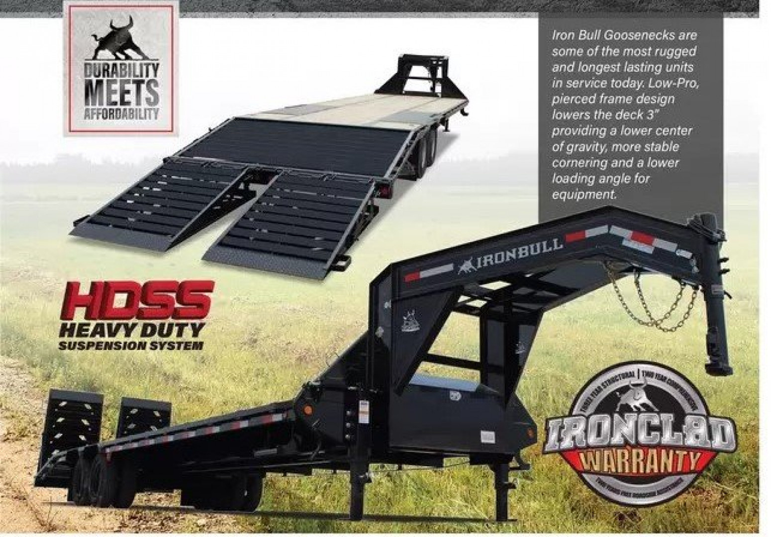 New 2026 Iron Bull 102X25' (20+5) RAMPAGE (FOLD OVER) RAMPS- 22K HD LOW PRO Deckover Trailer