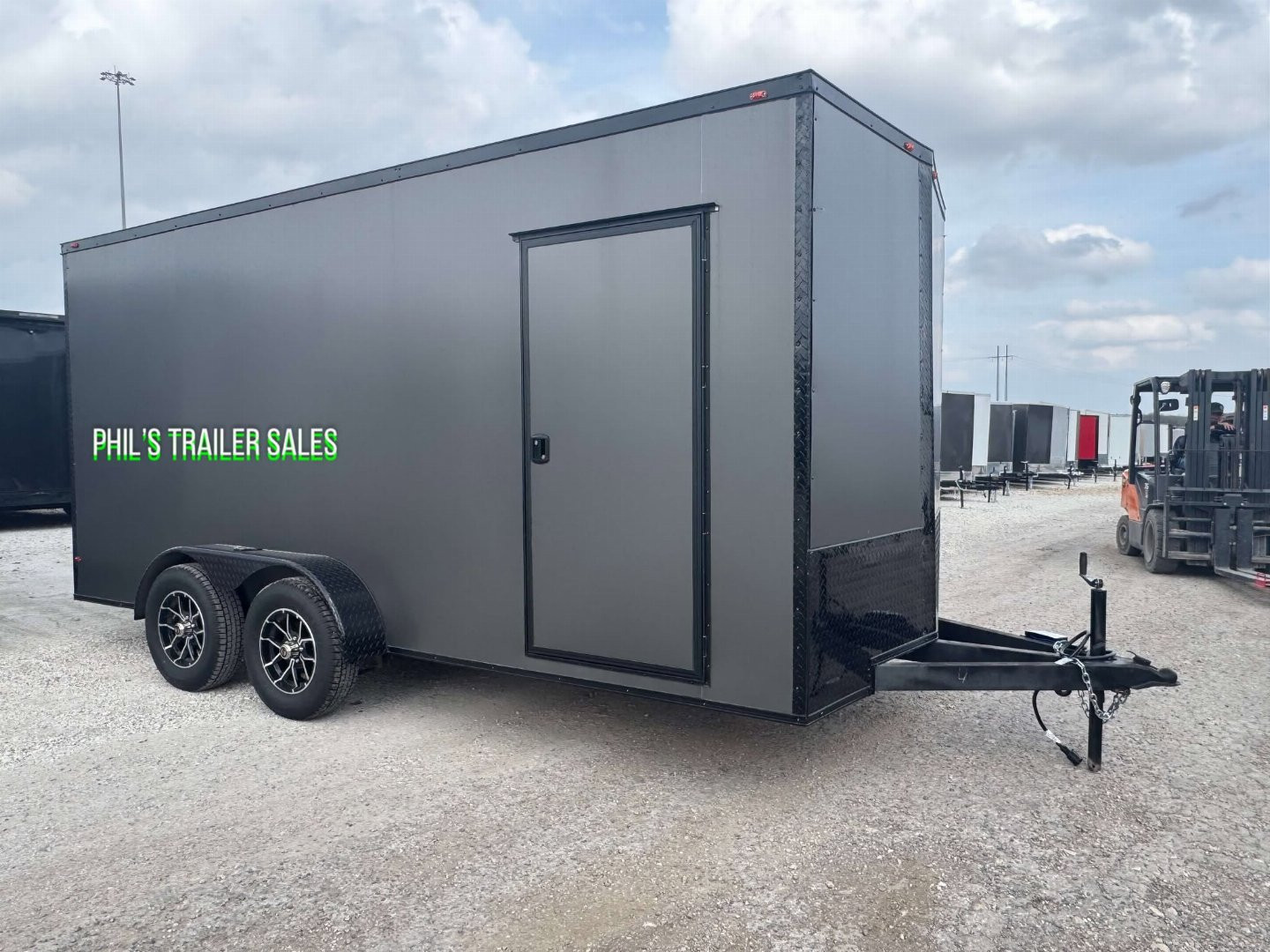 New 2025 7X16 BLACKOUT PACKAGE ALUMINUM WHEELS Cargo / Enclosed Trailer FACTORY CONSIGNMENT BLOWOUT SPECIAL!