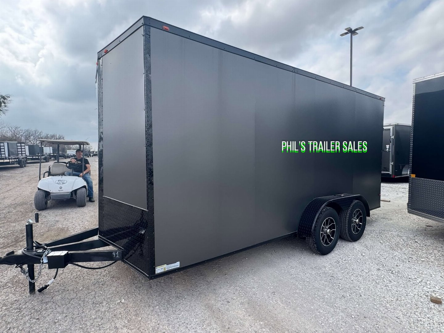 New 2025 7X16 BLACKOUT PACKAGE ALUMINUM WHEELS Cargo / Enclosed Trailer FACTORY CONSIGNMENT BLOWOUT SPECIAL!