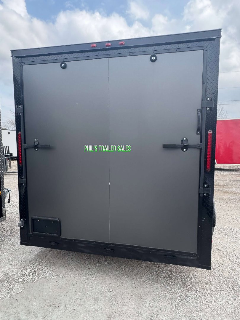 New 2025 7X16 BLACKOUT PACKAGE ALUMINUM WHEELS Cargo / Enclosed Trailer FACTORY CONSIGNMENT BLOWOUT SPECIAL!