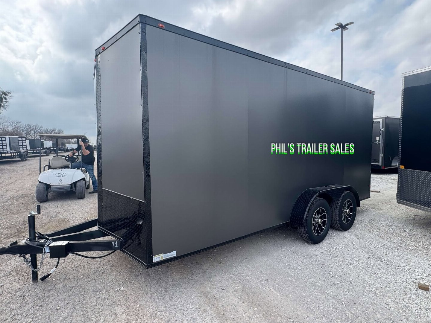 New 2025 7X16 BLACKOUT PACKAGE ALUMINUM WHEELS Cargo / Enclosed Trailer FACTORY CONSIGNMENT BLOWOUT SPECIAL!