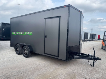 New 2025 7X16 BLACKOUT PACKAGE ALUMINUM WHEELS Cargo / Enclosed Trailer FACTORY CONSIGNMENT BLOWOUT SPECIAL!
