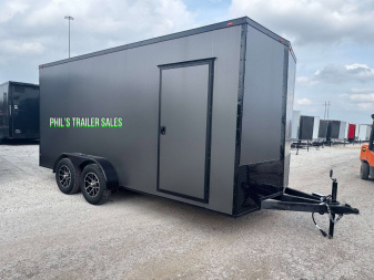 New 2025 7X16 BLACKOUT PACKAGE ALUMINUM WHEELS Cargo / Enclosed Trailer FACTORY CONSIGNMENT BLOWOUT SPECIAL!
