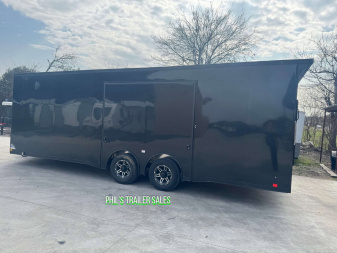 New 2025 RC Trailers 8.5X24 Car / Racing Trailer FULL ESCAPE DOOR WITH REMOVABLE FENDER TORSION AXLES