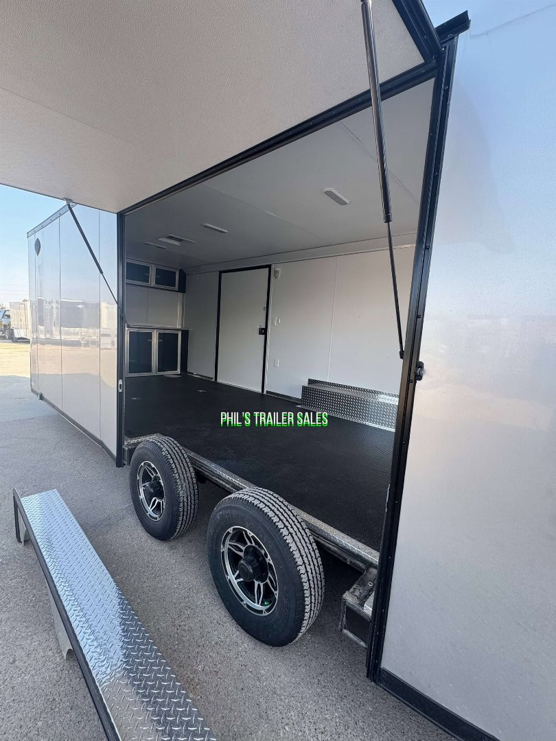 New 2025 RC Trailers 8.5X24 Car / Racing Trailer FULL ESCAPE DOOR WITH REMOVABLE FENDER TORSION AXLES