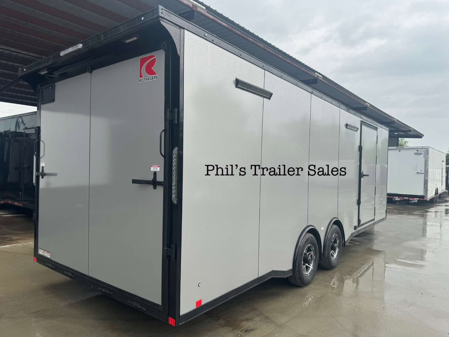 New 2025 RC Trailers 8.5X24 Car / Racing Trailer FULL ESCAPE DOOR WITH REMOVABLE FENDER TORSION AXLES