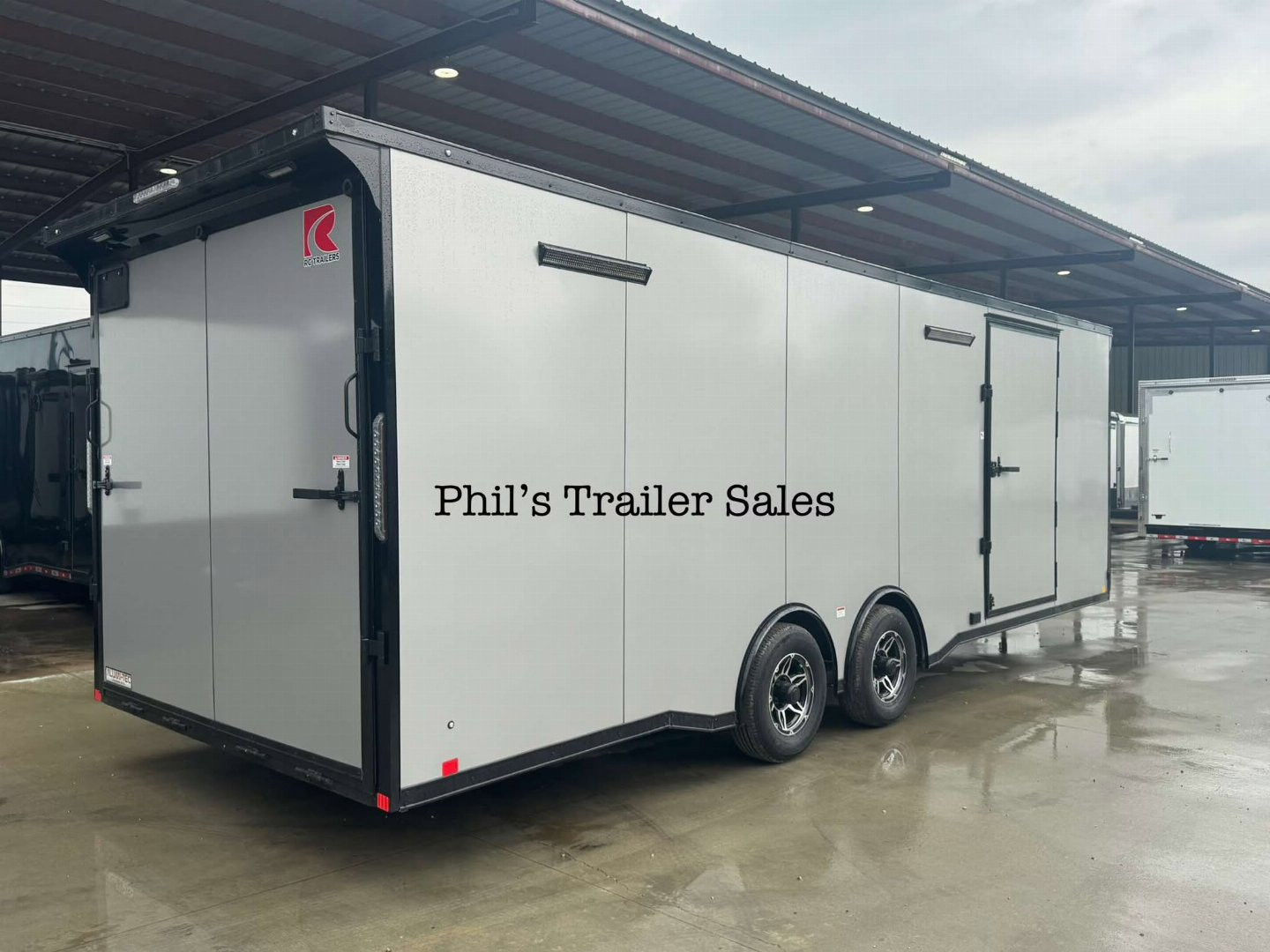 New 2025 RC Trailers 8.5X24 Car / Racing Trailer FULL ESCAPE DOOR WITH REMOVABLE FENDER TORSION AXLES