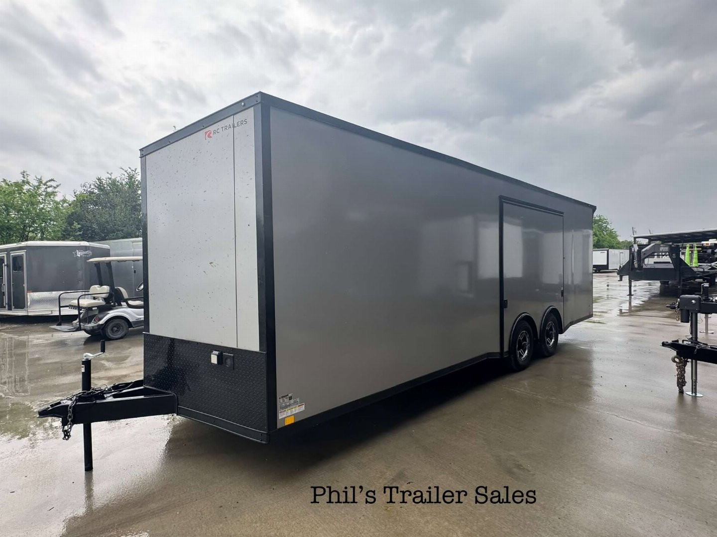New 2025 RC Trailers 8.5X24 Car / Racing Trailer FULL ESCAPE DOOR WITH REMOVABLE FENDER TORSION AXLES