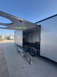 New 2025 RC Trailers 8.5X24 Car / Racing Trailer FULL ESCAPE DOOR WITH REMOVABLE FENDER TORSION AXLES