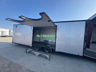 New 2025 RC Trailers 8.5X24 Car / Racing Trailer FULL ESCAPE DOOR WITH REMOVABLE FENDER TORSION AXLES