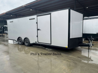 New 2025 RC Trailers 8.5X24 Car / Racing Trailer FULL ESCAPE DOOR WITH REMOVABLE FENDER TORSION AXLES