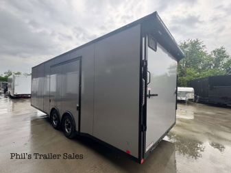 New 2025 RC Trailers 8.5X24 Car / Racing Trailer FULL ESCAPE DOOR WITH REMOVABLE FENDER TORSION AXLES