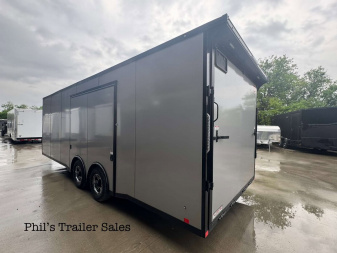 New 2025 RC Trailers 8.5X24 Car / Racing Trailer FULL ESCAPE DOOR WITH REMOVABLE FENDER TORSION AXLES