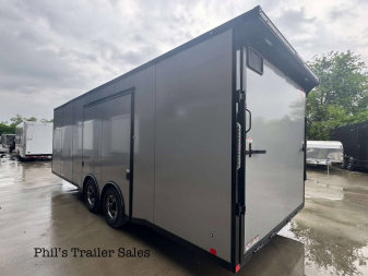 New 2025 RC Trailers 8.5X24 Car / Racing Trailer FULL ESCAPE DOOR WITH REMOVABLE FENDER TORSION AXLES