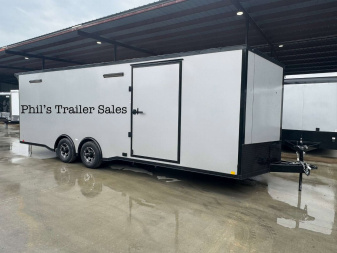 New 2025 RC Trailers 8.5X24 Car / Racing Trailer FULL ESCAPE DOOR WITH REMOVABLE FENDER TORSION AXLES