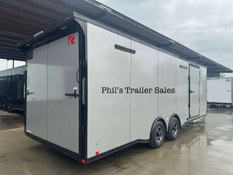 New 2025 RC Trailers 8.5X24 Car / Racing Trailer FULL ESCAPE DOOR WITH REMOVABLE FENDER TORSION AXLES