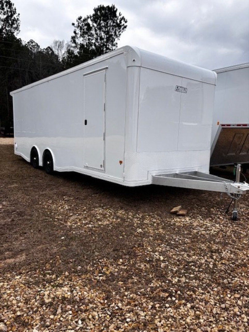 New 2025 E-Z Hauler 8.5X24 ALL ALUMINUM FRAME, POWDER COATED WHITE OUT PKG, Car / Racing Trailer