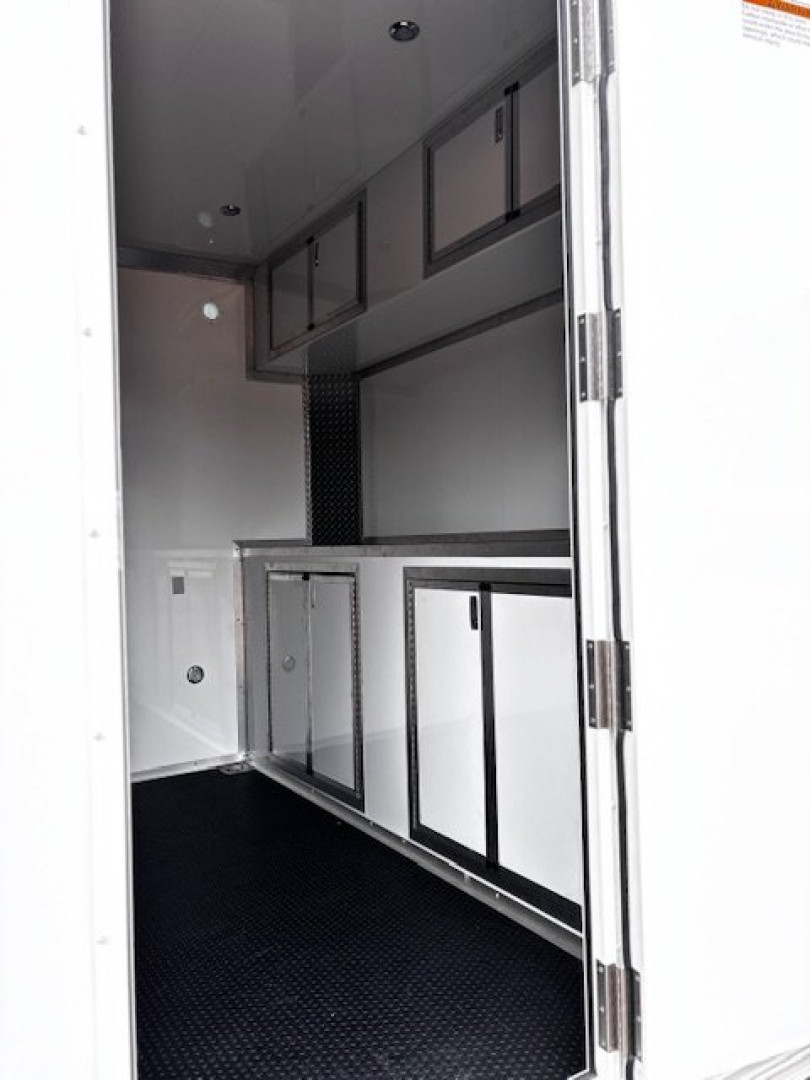 New 2025 E-Z Hauler 8.5X24 ALL ALUMINUM FRAME, POWDER COATED WHITE OUT PKG, Car / Racing Trailer