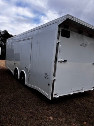 New 2025 E-Z Hauler 8.5X24 ALL ALUMINUM FRAME, POWDER COATED WHITE OUT PKG, Car / Racing Trailer