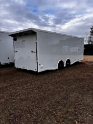 New 2025 E-Z Hauler 8.5X24 ALL ALUMINUM FRAME, POWDER COATED WHITE OUT PKG, Car / Racing Trailer