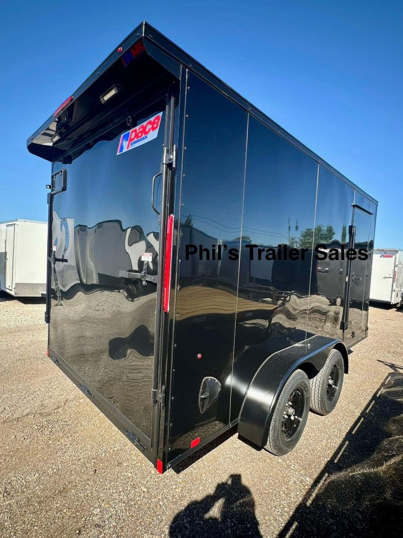 New 2025 Pace American 7X16 Cargo / Enclosed Trailer SCREWLESS EXTERIOR GREAT FOR GRAPHICS! REAR WING!! ONLY 1 AVAILABLE AT THIS PRICE!