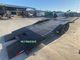 New 102 X 24 DRIVE OVER FENDER TILT TRAILER OPEN CAR HAULER Trailer HEAVY DUTY 7K AXLES STEEL DECK