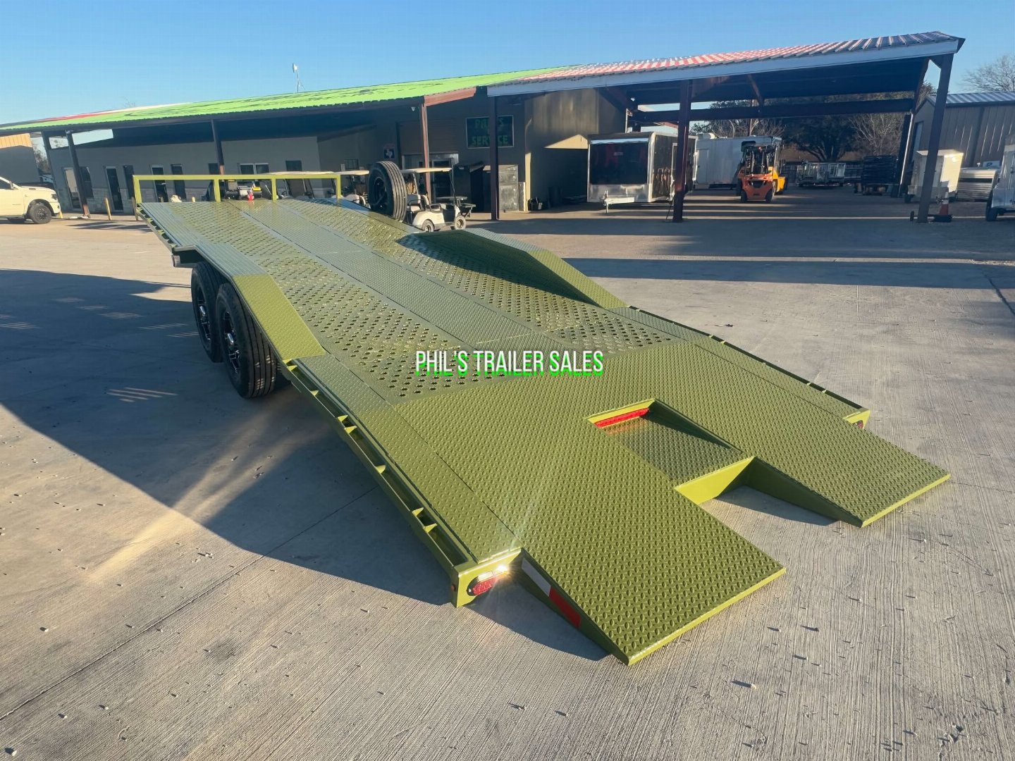 New 102 X 24 DRIVE OVER FENDER TILT Equipment Trailer HEAVY DUTY 7K AXLES STEEL DECK