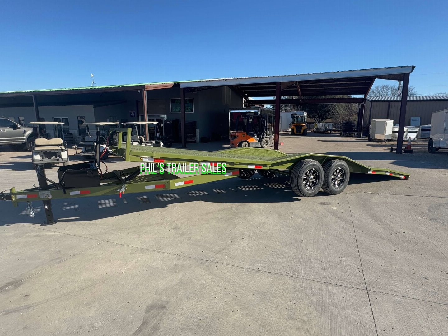 New 102 X 24 DRIVE OVER FENDER TILT Equipment Trailer HEAVY DUTY 7K AXLES STEEL DECK