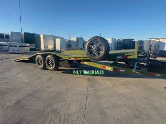 New 102 X 24 DRIVE OVER FENDER TILT Equipment Trailer HEAVY DUTY 7K AXLES STEEL DECK