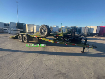 New 102 X 24 DRIVE OVER FENDER TILT Equipment Trailer HEAVY DUTY 7K AXLES STEEL DECK