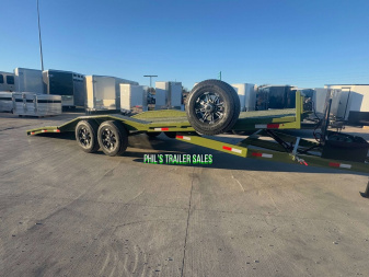 New 102 X 24 DRIVE OVER FENDER TILT Equipment Trailer HEAVY DUTY 7K AXLES STEEL DECK