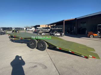 New 102 X 24 DRIVE OVER FENDER TILT Equipment Trailer HEAVY DUTY 7K AXLES STEEL DECK