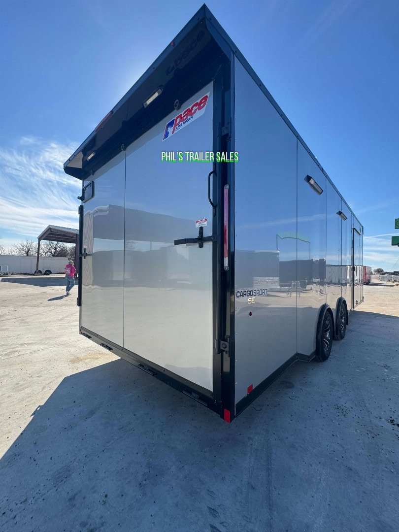 New 2025 Pace American 8.5 X24 CARGO SPORT Car / Racing Trailer ESCAPE DOOR SPREAD AXLES