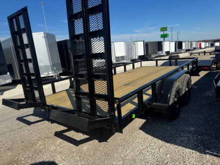 New 2025 Stanley Trailers 83X16 PIPE TOP EQUIPMENT TRAILER Utility Trailer HEAVY DUTY 6K AXLES D RATED FOR 9990LBS STAND UP RAMPS