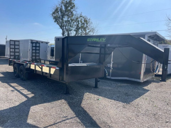 New 2025 STANLEY TRAILERS 83X24 GOOSENECK PIPE TOP Utility Trailer 14K STAND UP RAMPS