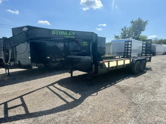New 2025 Stanley Trailers 20' GOOSENECK UTILITY TRAILER Equipment Trailer PIPE TOP STAND UP RAMPS
