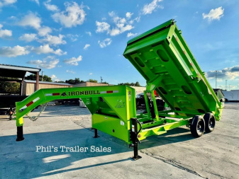 New 2025 IRON BULL 83X16 GOOSENECK SCISSOR LIFT 24'' SIDES Dump Trailer