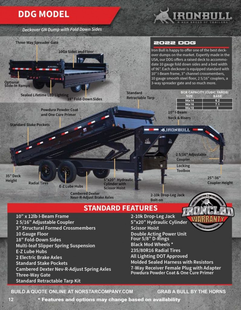 New 2023 IRON BULL 96 X 16 DECK OVER GOOSENECK DUMP Dump Trailer