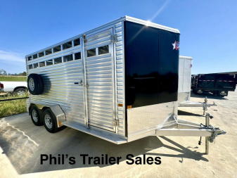 New STOCK Trailers 16'7 " LIVE STOCK TRAILER STOCK / HORSE TRAILER ALL ALUMINUM Stock / Stock Combo Trailer FACTORY DEMO SALE ONLY 1 AVAILABLE AT THIS PRICE DEALER DEMO