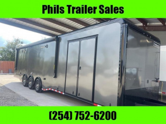 New 2025 HAULMARK 8.5X34 EDGE PRO BATHROOM Car / Racing Trailer AWNING / AC / HYDRAULIC JACK