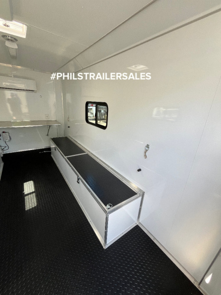 New CONTINENTAL CARGO Crew trailer 7X14 DOG HOUSE Office Trailer BENCHES WITH STORAGE & MINI SPLIT!