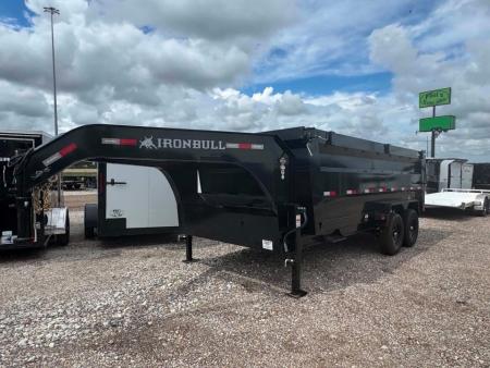 New IRON BULL NEW 83X16 DUMP TRAILER 4 ft sides GOOSENECK OPEN UTILITY Dump Trailer SCISSOR LIFT