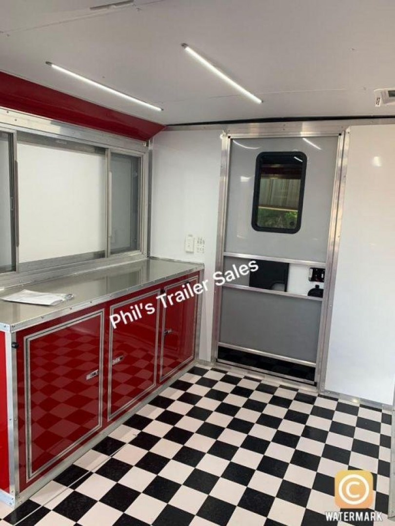 New Porch Trailer 8 5 x 22  Concession Trailer  Loaded out BBQ Trailer