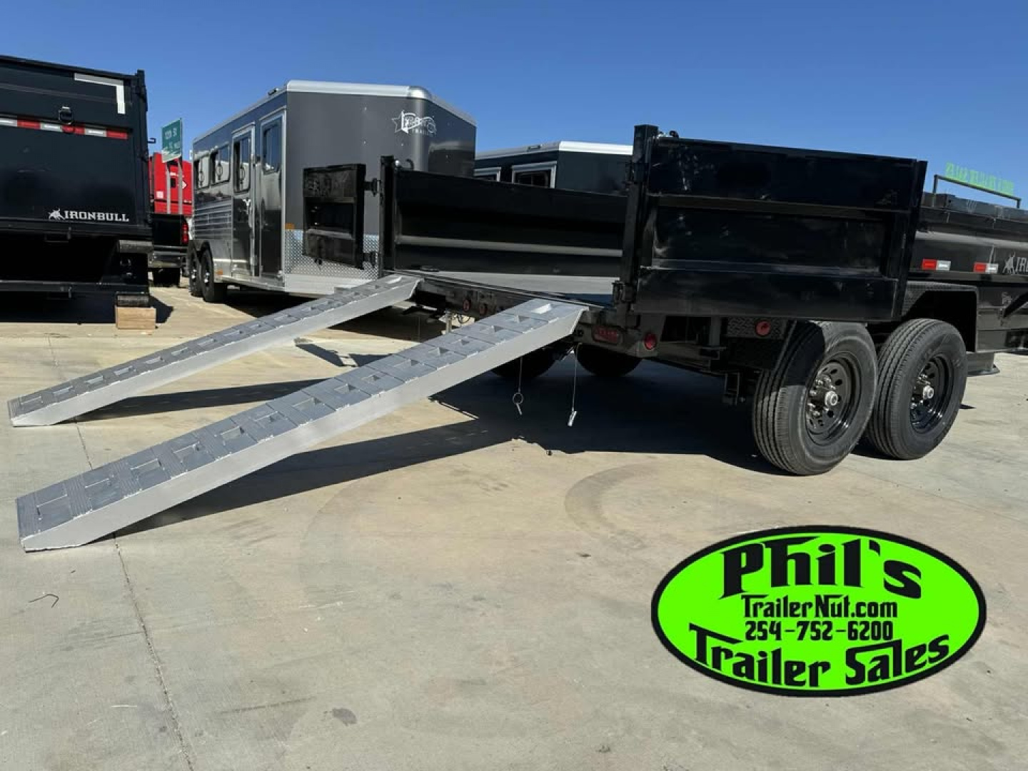 New Iron Bull NEW 83X14 DUMP TRAILER OPEN UTILITY W/TARP AND RAMP Dump Trailer NEW ALUMINUM RAMPS