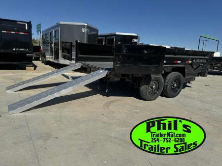New Iron Bull NEW 83X14 DUMP TRAILER OPEN UTILITY W/TARP AND RAMP Dump Trailer NEW ALUMINUM RAMPS