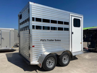 New 2024 Frontier Trailers 2 Horse slant Trailer Aluminum extra ht  Stock / Stock Combo Trailer