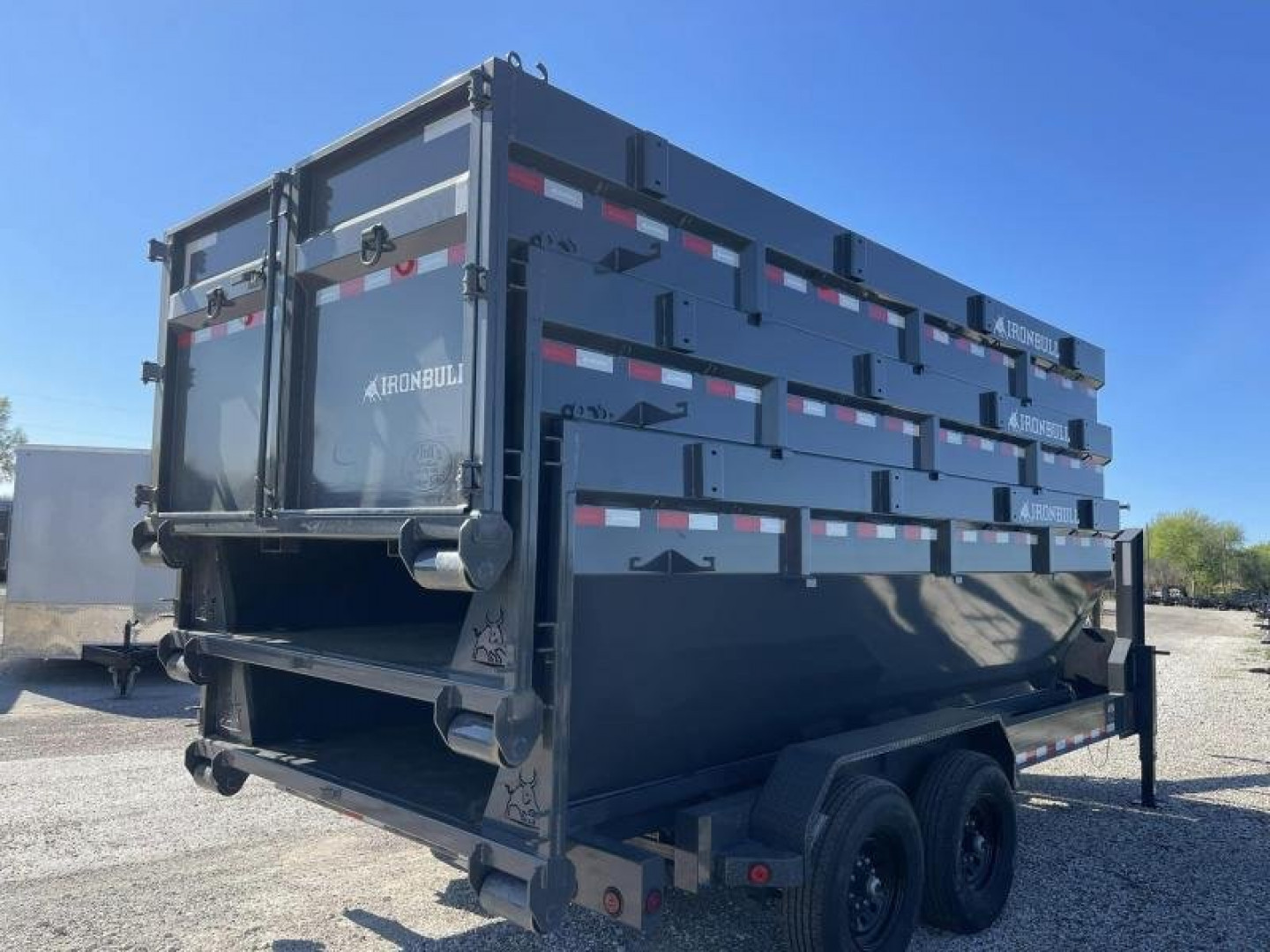 New Iron Bull 16' ROLL OFF DUMP TRAILERS GOOSENECK Dump Trailer WITH 3 BINS