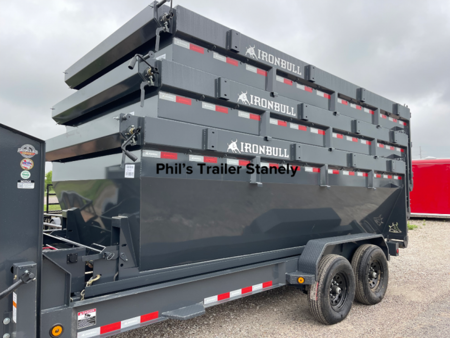 New Iron Bull 16' ROLL OFF DUMP TRAILERS GOOSENECK Dump Trailer WITH 3 BINS