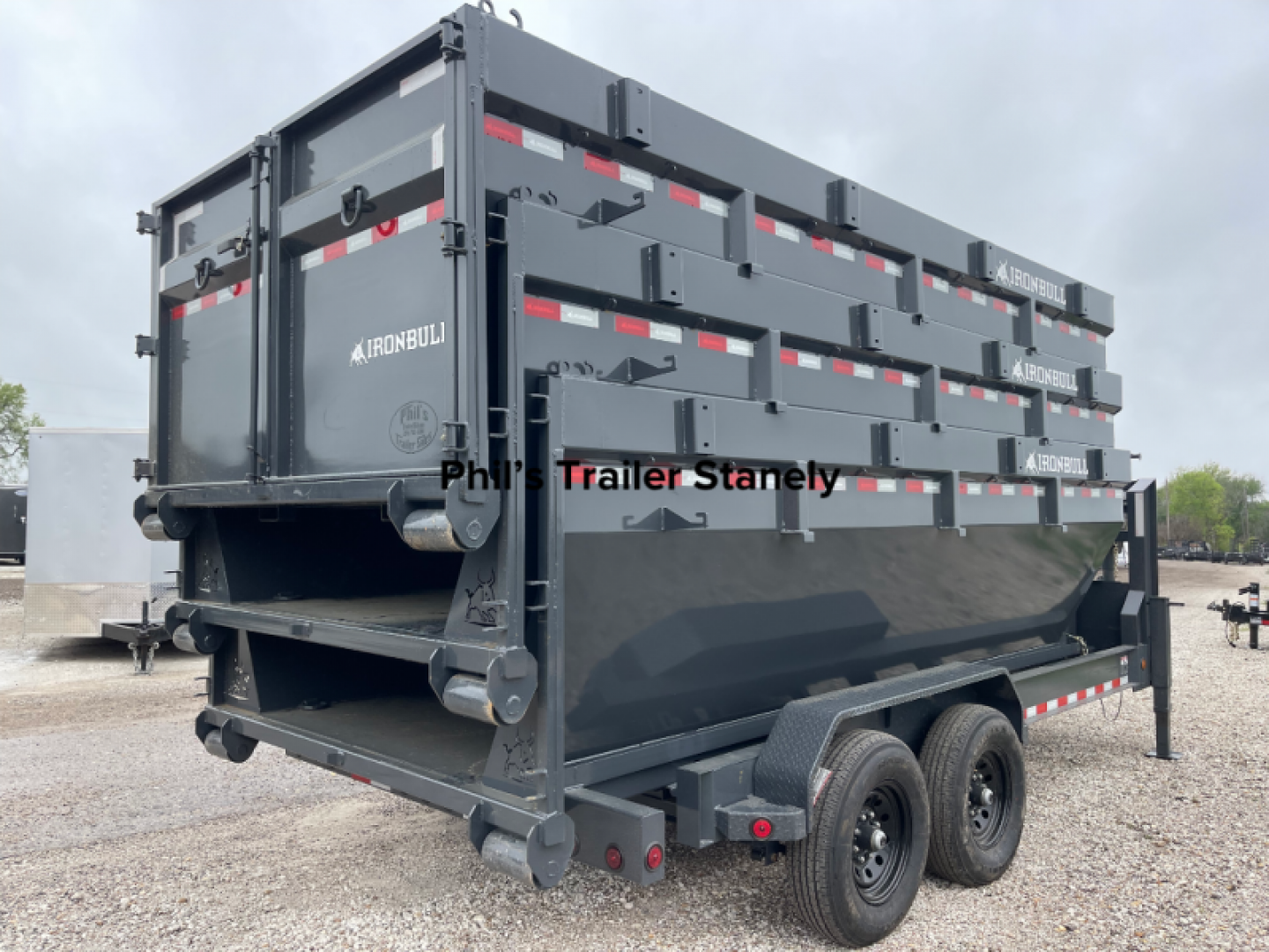 New Iron Bull 16' ROLL OFF DUMP TRAILERS GOOSENECK Dump Trailer WITH 3 BINS